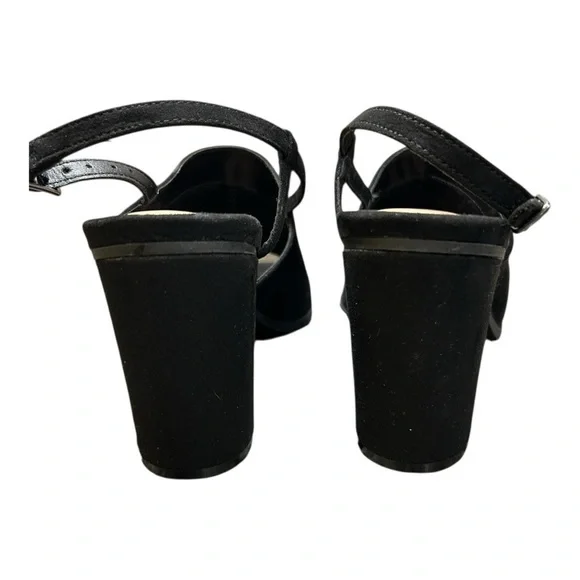 VINTAGE 7 EIGHT Women's Heel Sandals Black colored Suede open toe size 8 Medium - Picture 3 of 9